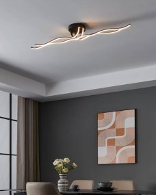 Roncade 116cm Negro plafón De Eglo - La forma minimalista y fluida le da a la lámpara una expresión elegante y sofisticada, agregando un toque de arte moderno a su hogar.