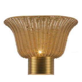 Kai 25cm Naturaleza De Elstead Lighting - El rat&aacute;n abierto permite que la luz se filtre a trav&eacute;s de la pantalla, creando un juego de luces decorativo en la pared.