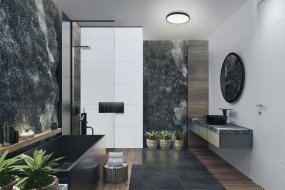 LED Bath Ø30 Negro lámpara de baño De Ledvance - F&auml;rgtemperaturen g&aring;r att justera mellan 3000K varmvitt ljus och 4000K kallvitt ljus genom att trycka snabbt tv&aring; g&aring;nger p&aring; din v&auml;ggstr&ouml;mbrytare.
