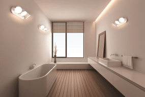 LED spot 35cm Blanco lámpara de baño De Ledvance - De tre vinkelbara sk&auml;rmarna med diffusor ger ett starkt men bl&auml;ndfritt ljus som du kan rikta efter &ouml;nskem&aring;l.