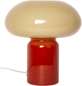 Glas 23cm Rojo/beige lámpara de mesa De Eja - Su luz tenue crea una atmósfera agradable, convirtiéndola en el centro de atención ideal para una mesa auxiliar, el alféizar de una ventana o la mesita de noche.