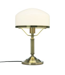 Ditmar 38cm Antigüedad De Cottex - La lámpara de mesa Ditmar en aspecto de latón y cristal blanco es una lámpara elegante con un diseño atemporal.