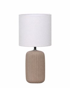 Palizzo 33cm Marrón lámpara de mesa De Nordic Lighting - Palizzo es una elegante l&aacute;mpara de mesa con una base alargada de cer&aacute;mica y una cl&aacute;sica pantalla de tela blanca.