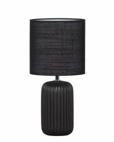 Palizzo 33cm Negro lámpara de mesa De Nordic Lighting - La l&aacute;mpara de mesa Palizzo en negro presenta una elegante base de cer&aacute;mica con elegantes ranuras y una pantalla de lino a juego.