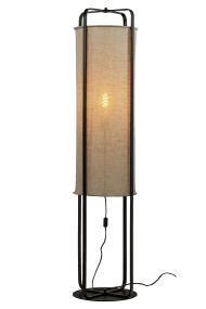 Ronda Naturaleza lámpara de pie De Aneta Lighting - Ronda es una lámpara de pie moderna con estructura de metal negro y tejido beige natural de calidad similar al lino.