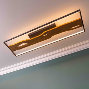 Chaumont 100cm Madera plafón De Brilliant - Con una potencia de 48 W y un flujo luminoso de 6600 l&uacute;menes, proporciona una iluminaci&oacute;n potente en la habitaci&oacute;n, mientras que su luz blanca c&aacute;lida de 3000 Kelvin crea un ambiente acogedor.