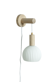 Lapponia 35cm Blanco lámpara de pared De Aneta Lighting - La lámpara de pared Lapponia, hecha de vidrio y madera blanca aceitada, aporta un ambiente natural y acogedor a tu hogar.