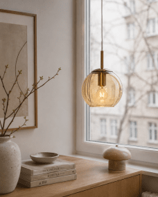  Globi Ø15 Latón/ámbar lámpara de ventana De Nordic Lighting - La l&aacute;mpara de ventana Globi es una l&aacute;mpara elegante y moderna que crea un ambiente c&aacute;lido y acogedor en cualquier habitaci&oacute;n.