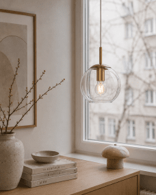 Globi Ø15 Latón/transparente lámpara de ventana De Nordic Lighting - La l&aacute;mpara de ventana Globi es una l&aacute;mpara elegante y moderna que crea un ambiente c&aacute;lido y acogedor en cualquier habitaci&oacute;n.
