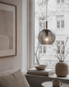  Globi Ø15 Cromado/ahumado lámpara de ventana De Nordic Lighting - La l&aacute;mpara de ventana Globi es una l&aacute;mpara elegante y moderna que crea un ambiente c&aacute;lido y acogedor en cualquier habitaci&oacute;n.