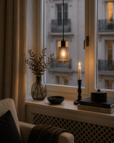 Daimon Ø15 De color humo lámpara de ventana De Lampan - La pantalla de cristal ahumado presenta un hermoso estampado y crea una luz vibrante y acogedora.
