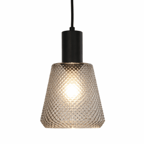 Daimon Ø15 De color humo lámpara de ventana De Lampan - La pantalla de cristal ahumado presenta un hermoso estampado y crea una luz vibrante y acogedora.