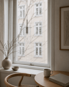 Cilinda Ø7 Cromado/transparente lámpara de ventana De Nordic Lighting - El cristal transparente garantiza una agradable difusi&oacute;n de la luz y, en combinaci&oacute;n con el metal con aspecto cromado, se convierte en un elegante detalle interior.