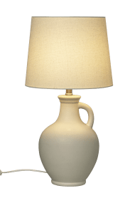 Athena 58cm Blanco natural lámpara de mesa De Aneta Lighting - Con una base de cerámica curvada en forma de jarra antigua, añade un toque rústico a tu hogar.