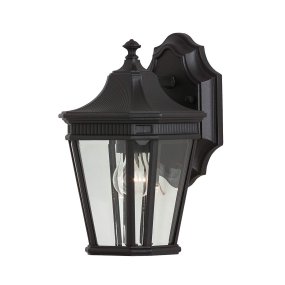 Cotswold Lane Negro lámpara de exterior De Elstead Lighting - La lámpara de pared Cotswold tiene un diseño clásico que recuerda a las antiguas linternas de gas, con detalles que recuerdan a las molduras arquitectónicas.
