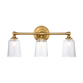Huguenot Lake 53cm Latón lámpara de baño De Elstead Lighting - La lámpara de pared Huguenot Lake en acabado de latón bruñido ofrece un diseño colonial clásico con un toque moderno.