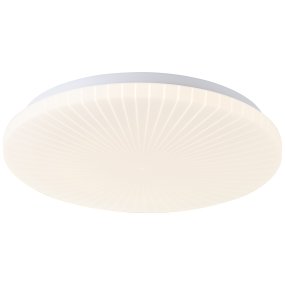 Fenja Ø34 Blanco plafón De Brilliant - La fuente de luz LED integrada produce una luz blanca cálida (3000 K) y una luminosidad de 2600 lúmenes, perfecta para crear un ambiente agradable y bien iluminado, como un pasillo o una cocina.
