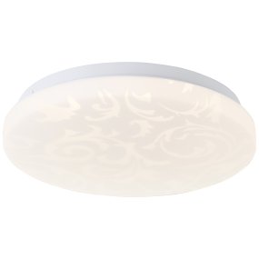 Clarica Ø26 Blanco plafón De Brilliant - La fuente de luz LED integrada produce una luz blanca cálida (3000 K) y una luminosidad de 1400 lúmenes, perfecta para crear un ambiente agradable y bien iluminado, como un pasillo o una cocina.