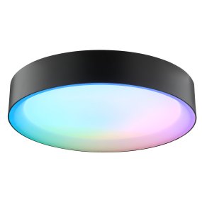 Larios Ø40 Negro plafón De Brilliant - La luz se puede regular con el mando a distancia incluido y ofrece un ajuste de temperatura de color, desde blanco c&aacute;lido hasta blanco fr&iacute;o, para adaptarse a diferentes necesidades a lo largo del d&iacute;a.