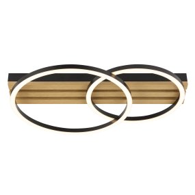 Calma 54cm Negro plafón De Brilliant - Calma es una moderna lámpara de techo con un aspecto cálido y natural gracias a su diseño que combina madera y metal negro.