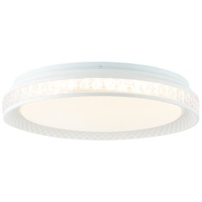 Burlie Ø40 Blanco plafón De Brilliant - El panel LED integrado emite una luz brillante de 2400 lm, que se puede atenuar en tres niveles con el control remoto incluido.