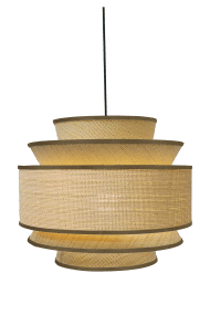 Ambrosia Ø50 Naturaleza De Aneta Lighting - Al encenderla, la luz se filtra a través de la rafia, produciendo un brillo cálido y acogedor.