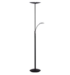 Lucius Negro mate De Texa Design - La lámpara de pie proporciona una luz brillante de 2450 lúmenes, mientras que el brazo de lectura ofrece una luz óptima para leer de 740 lúmenes.