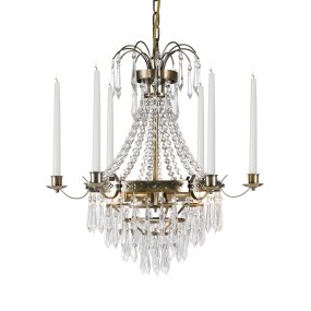 Hampshire Ø50 Latón antiguo cristal De Lampan - Los candelabros de estilo cl&aacute;sico complementan el dise&ntilde;o y hacen de esta l&aacute;mpara un punto focal ideal en un comedor o sala de estar.
