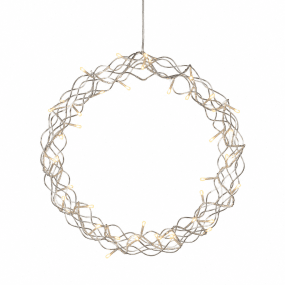 Corona LED Ø45 Plata De Konstsmide - Con un di&aacute;metro de 45 cm, la guirnalda es una hermosa decoraci&oacute;n, ideal para colgar en una ventana o en una pared, aportando calidez adicional durante los meses m&aacute;s oscuros del a&ntilde;o.