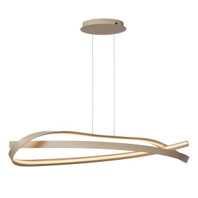 Menuet 110cm Beige De Lucide - La elegante l&aacute;mpara colgante Menut, fabricada en metal beige, cautiva con su forma suave y org&aacute;nica, aportando un toque moderno y luminoso a cualquier estancia.