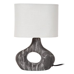 Tomeo 30cm Negro lámpara de mesa De Lucide - La base de cerámica, con un hermoso patrón de mármol blanco y negro, le confiere a cada lámpara un carácter vibrante.