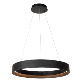 Adelante Ø60 Negro De Lucide - Su pantalla redonda cautiva con su vibrante textura irregular, que le confiere un aspecto exclusivo y crea la ilusi&oacute;n de piedra natural.