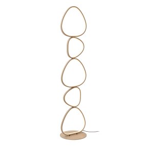 Samling Beige lámpara de pie De Lucide - Un pr&aacute;ctico interruptor de pie con regulador de intensidad integrado se encuentra en el cable, permitiendo ajustar de forma continua el brillo y la temperatura de color, desde blanco c&aacute;lido hasta blanco fr&iacute;o.