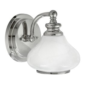 Ainsley Ø16 Cromo pulido lámpara de baño De Elstead Lighting - Su pantalla abovedada de cristal opalino proporciona una luz suave y agradable, y armoniza a la perfección con el elegante cromo pulido.