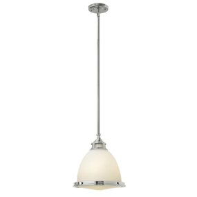 Amelia Ø32 Cromo Lámpas de techo De Elstead Lighting - Amelia har en klassisk pendeldesign som f&ouml;rnyar vintage-detaljer med ett gjutet glasf&auml;ste, en gjuten metallram samt framtr&auml;dande g&aring;ngj&auml;rn och sp&auml;nnen.