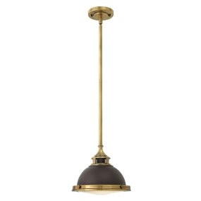 Amelia Ø30 Bronce/latón De Elstead Lighting - Kupolen har en etsad prismatisk bottenlins, och denna helmetalliska versionen i brons och m&auml;ssingdetaljer har en autentisk vintagelook.