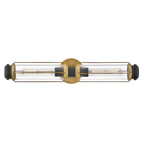 Masthead 60cm Latón lámpara de baño De Elstead Lighting - Está equipado con dos cilindros de vidrio transparente que rodean las fuentes de luz y garantizan una distribución uniforme y agradable de la luz.