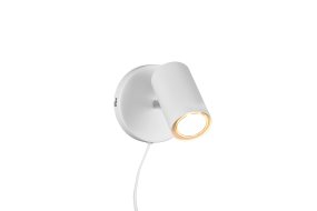 Marlina Blanco De Trio Lighting - El foco giratorio se puede orientar según sea necesario y la placa de pared mide 12 x 12 cm.