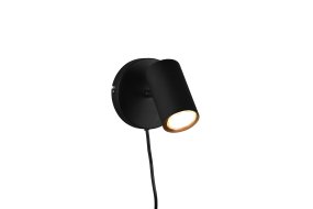 Marlina Negro De Trio Lighting - El foco giratorio se puede orientar según sea necesario y la placa de pared mide 12 x 12 cm.