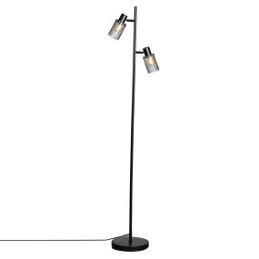 Kiera 2 Negro/Ahumado lámpara de pie De Cottex - Las pantallas en forma de cruz se pueden inclinar para dirigir la luz y crear un ambiente especial en la habitaci&oacute;n.