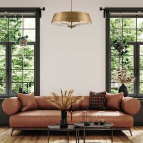 Luella Ø56 Latón cepillado Lámpas de techo De Elstead Lighting - Con la barra incluida, Luella se puede convertir fácilmente de una lámpara de techo a una lámpara colgante.
