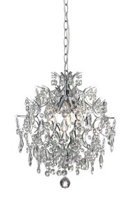 Häringe Ø40 Cromo cristal De Markslöjd - Este es un elegante candelabro de cristal con hermosos prismas cortados a máquina y un marco de metal cromado.