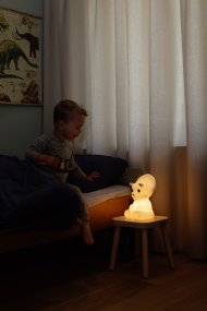 Mira First Light Blanco lámpara infantil De Mr Maria - El dise&ntilde;o de esta l&aacute;mpara tiene la forma de un impresionante triceratops con poderosos cuernos y un escudo protector, transmitiendo una sensaci&oacute;n l&uacute;dica y segura.