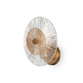 Aster Ø28 Oro lámpara de pared De Maytoni - Con su pantalla de cristal de elaborado diseño con un patrón radiante y una elegante base dorada, crea un hermoso y reflectante juego de luz en la habitación.