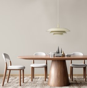 Epsilon 1 Ø45 Beige Lámpas de techo De Aneta Lighting - Lámpara de techo con gancho de suspensión fabricada en plástico blanco.