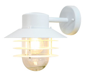 Ystad Blanco lámpara de exterior De Nordic Lighting - El aplique de pared Ystad es una l&aacute;mpara de exterior cl&aacute;sica y elegante, fabricada en acero inoxidable con cristal transparente.