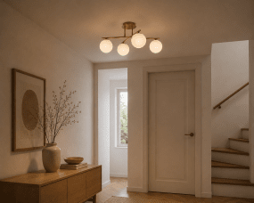 Globi 4 Ø65 Latón cepillado/blanco plafón De Nordic Lighting - La elegante l&aacute;mpara de techo Globi 4 crea un ambiente elegante en cualquier estancia y proporciona una luz suave y agradable.