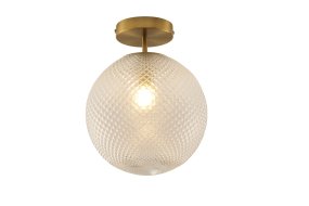 Korridor Ø25 Transparente plafón De Lampan - Su elegante estructura de lat&oacute;n cepillado se une a una pantalla redonda de cristal transparente de gran belleza.