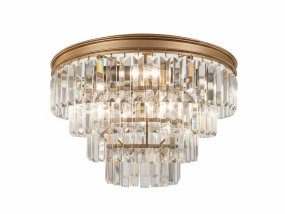 Oxford Ø50 Latón antiguo cristal De Lampan - Una elegante l&aacute;mpara de techo de cristal con acabado en lat&oacute;n antiguo que combina elegancia y funcionalidad.