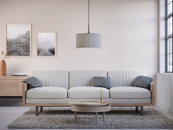 Soft Ø40 lana gris De Belid - Soft es una lámpara colgante de tejido de lana de Pagunette que tiene propiedades ignífugas y absorbentes del sonido.